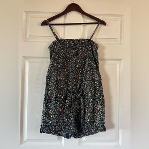 American Rag floral button-front romper with tie waist